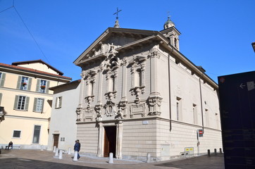 Fototapeta na wymiar Church of San Rocco in the city center of Lugano in Switzerland