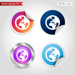 Earth icon. Button with planet icon. Modern UI vector.