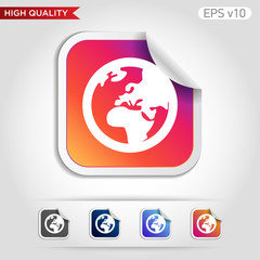 Earth icon. Button with planet icon. Modern UI vector.