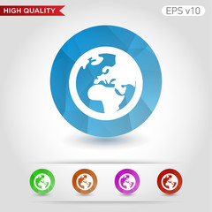 Earth icon. Button with planet icon. Modern UI vector.
