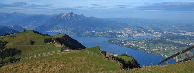 View from mount Rigi towards mount Pilatus and Lucerne