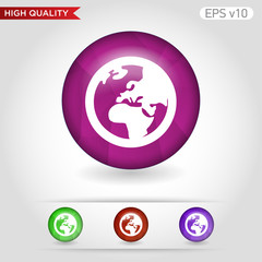 Earth icon. Button with planet icon. Modern UI vector.