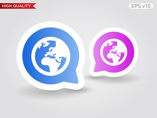 Earth icon. Button with planet icon. Modern UI vector.