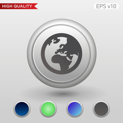 Earth icon. Button with planet icon. Modern UI vector.