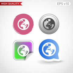 Planet icon. Button with Earth icon. Modern UI vector.