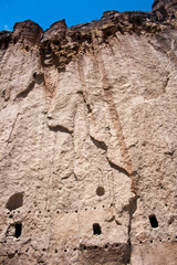 Ancient Native American Cliff Dwelling Ruins at Bandelier National Park in New Mexico