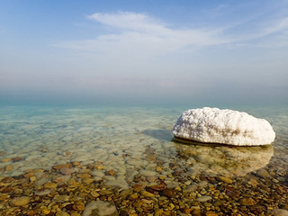 Salt formations at the edge of the Dead Sea in Israel.