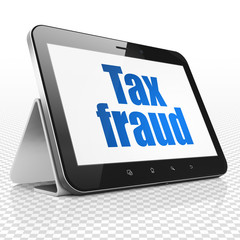 Law concept: Tablet Computer with Tax Fraud on display