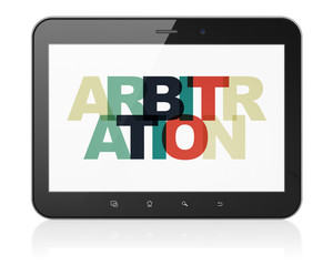 Law concept: Tablet Computer with Arbitration on  display