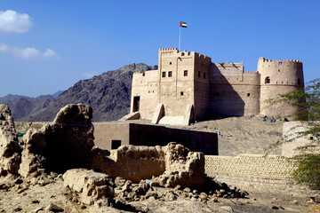 Fort in Old Fujairah, Freiluftmuseum, Vereinigte Arabische Emirate, Arabische Halbinsel, Naher Osten