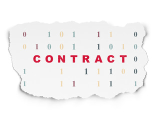 Finance concept: Contract on Torn Paper background
