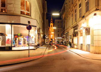 Fototapeta na wymiar Beautiful street in central part of Vienna, Austria