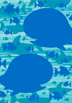 Cute Cartoon Whales and Tropical Fish Pattern