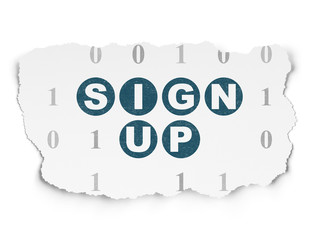 Web design concept: Sign Up on Torn Paper background