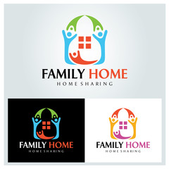 Family home logo design template. Together logo design concept. Vector illustration