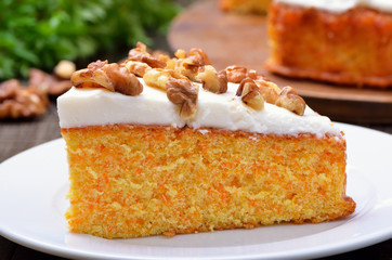 Homemade piece of carrot cake