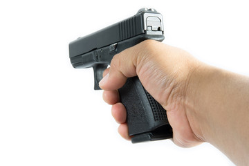 Handgun 9 mm  isolated on white background