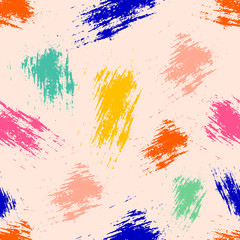 Vector seamless pattern with inc splash, blots, smudge and brush strokes. Grunge template for web background, prints, wallpaper, surface, wrapping, elements for design.