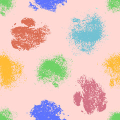 Vector seamless pattern with inc splash, blots, smudge and brush strokes. Grunge template for web background, prints, wallpaper, surface, wrapping, elements for design.