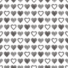 Seamless vector pattern with hearts. endless symmetrical background with hand drawn textured figures. Graphic illustration Template for wrapping, web backgrounds, wallpaper, cover, print, surface