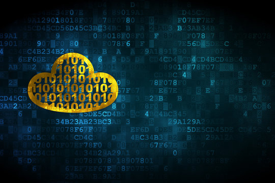 Cloud computing concept: Cloud With Code on digital background