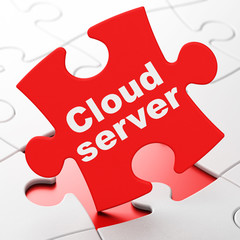 Cloud networking concept: Cloud Server on puzzle background