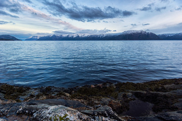 Mountain range sunset