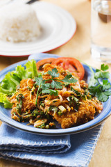 spicy deep fried fish salad for thai launch,thai food