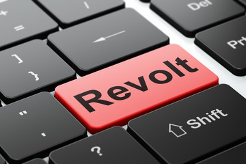 Politics concept: Revolt on computer keyboard background