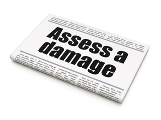 Insurance concept: newspaper headline Assess A Damage