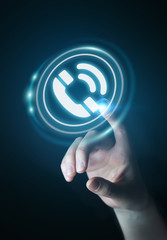 Businesswoman using hotline customer assistance 3D rendering