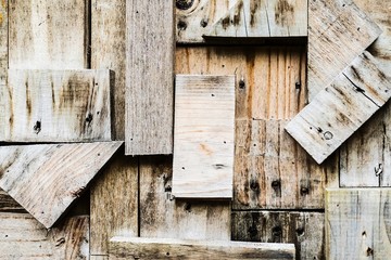 Old wood pieces block wall texture background