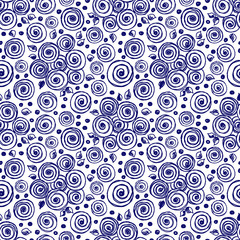 Seamless vector hand drawn floral pattern. background with flowers, leaves. Decorative cute graphic line drawing illustration Print for wrapping, background, fabric, decor, textile surface