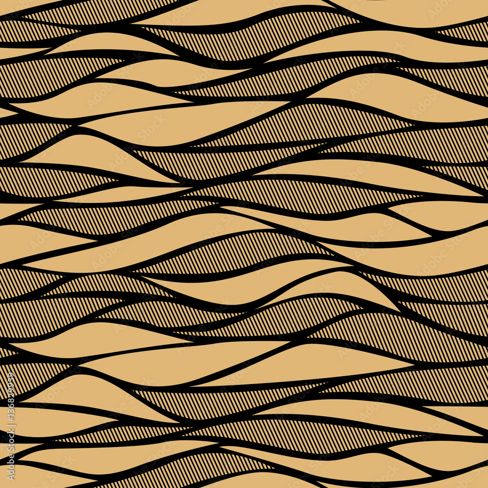 Poster Seamless vector wave pattern for textile and decoration.