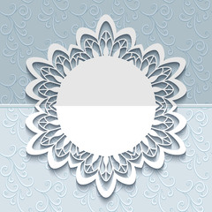 Round lace frame with cutout border pattern
