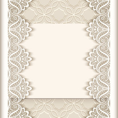 Vintage paper background with cutout lace borders