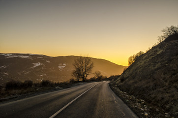 Fototapeta premium Beautiful landscape in the mountains with the sun at dawn. Mountains at the sunset time. Azerbaijan, Big Caucasus