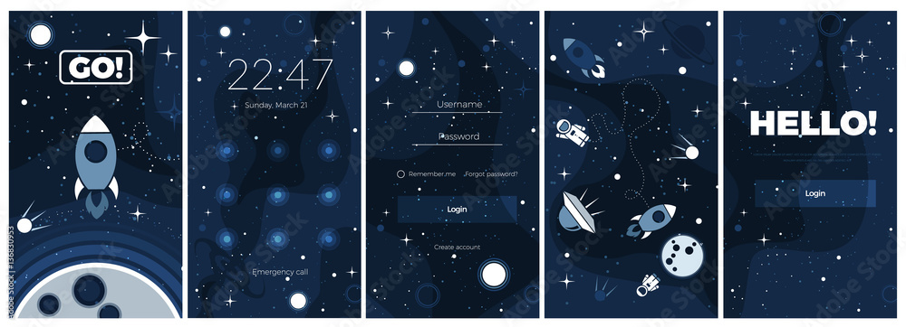 Wall mural vector flat cosmos design background for mobile app