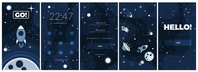 Vector flat cosmos design background for mobile app