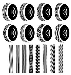 Set of Wheel with black tire tracks for Industry
