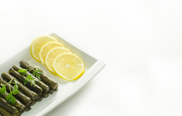 Turkish foods; stuffed leaves (yaprak sarma dolma)