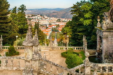 Fototapeta na wymiar Stairs of the Sanctuary of Our Lady of Remedios in Lamego. Portugal. 