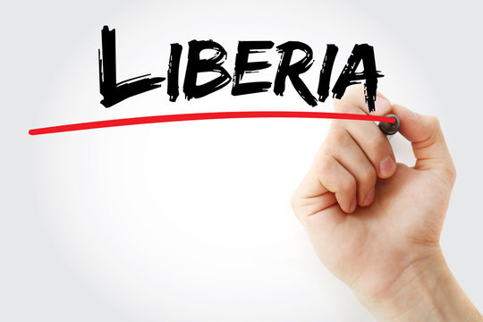 Hand writing Liberia with marker, concept background