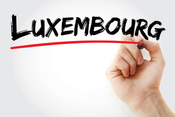 Hand writing Luxembourg with marker, concept background