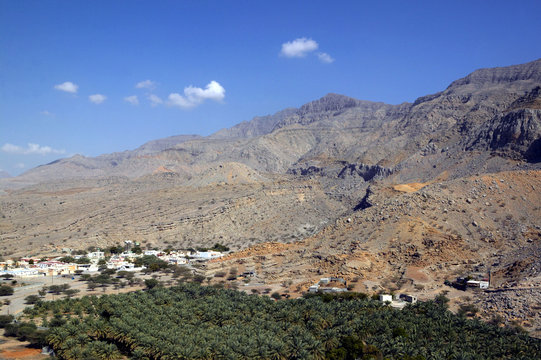 Blick vom Dhayah Fort auf das haja Gebirge, Rash Al-Khaimah, Arabische Halbinsel, Naher Osten