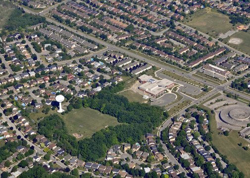 aerial view a residential neighborhood in the town of Dundas, Ontario Canada 