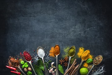 Keuken spatwand met foto Diverse kruiden en specerijen © Alexander Raths