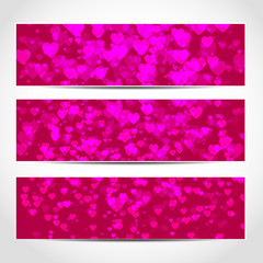Happy Valentines Day Banners with pink hearts