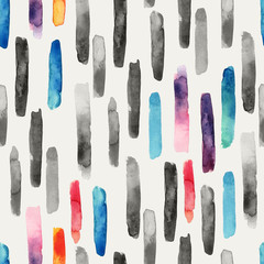 Watercolor long brush strokes background in monochrome and bright colors.