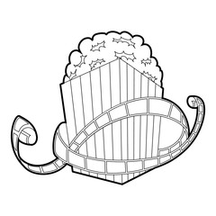 Film and popcorn icon, outline style